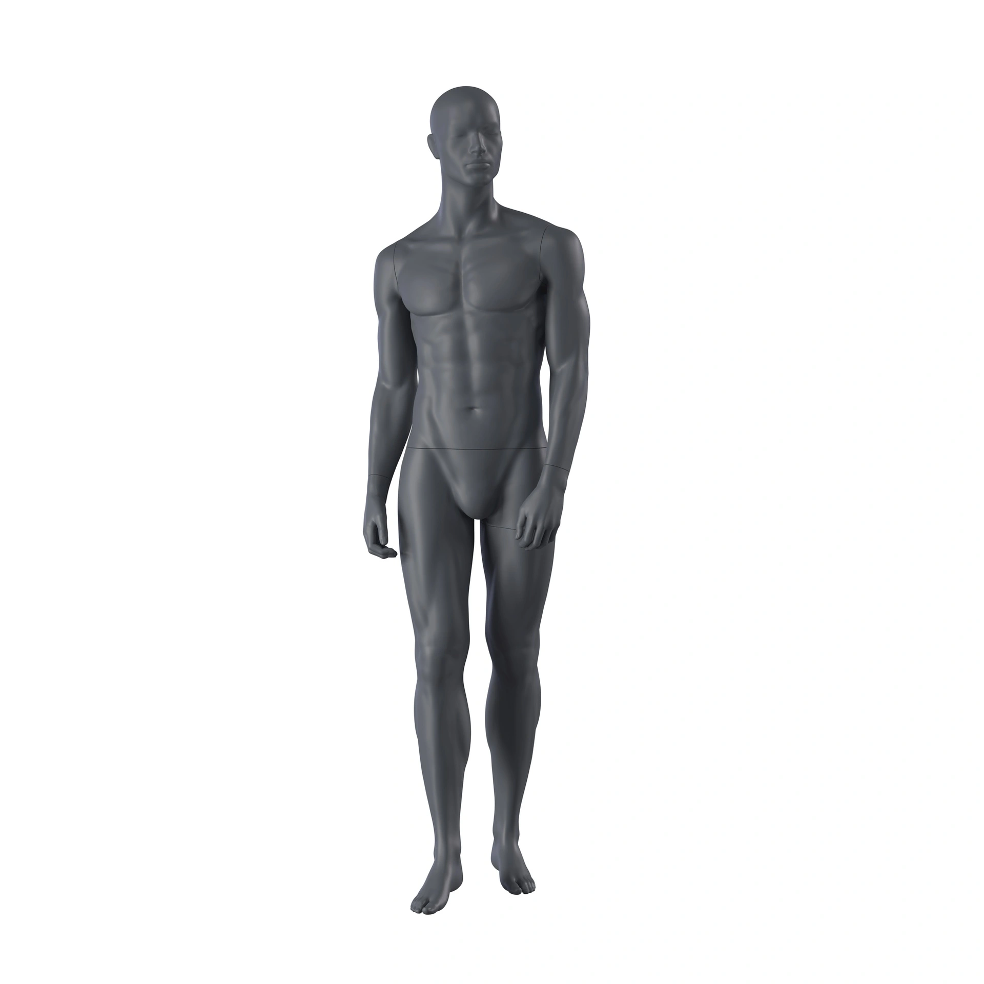 Mannequin sportif, homme, gris graphite, tête abstraite, pose debout 329 