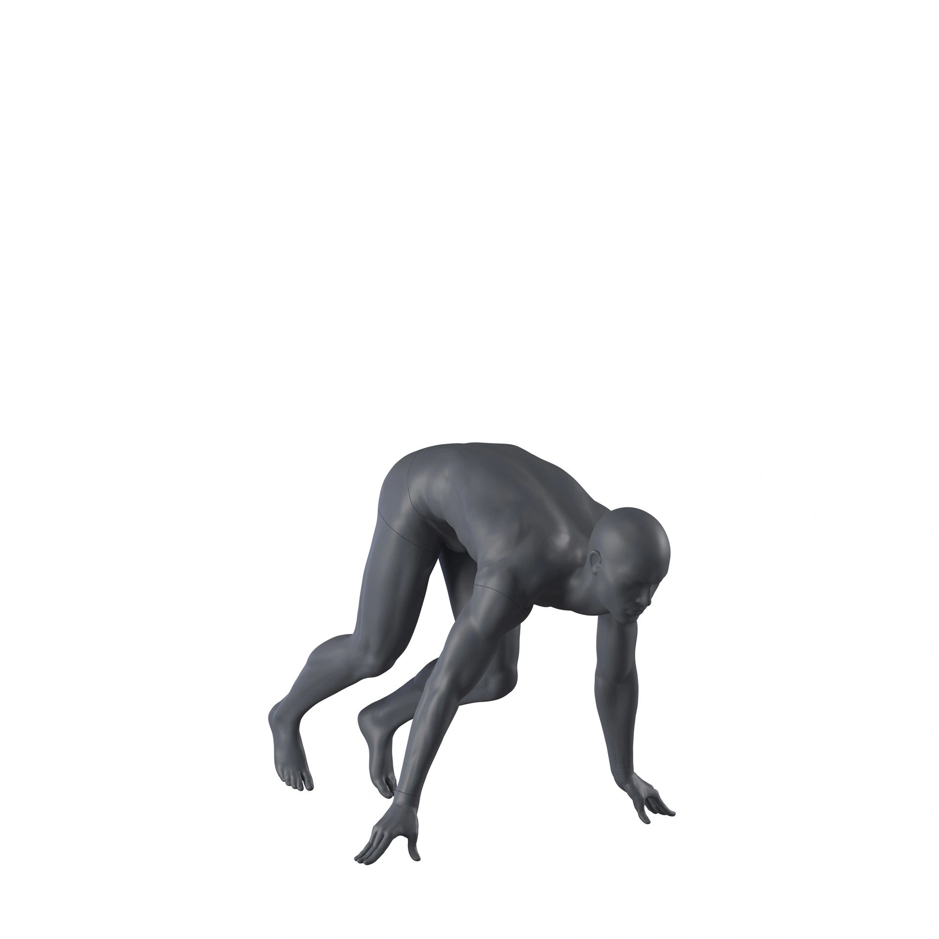 BINK - Maniquí de deporte corriendo, hombre, gris grafito, cabeza estilizada, postura 303
