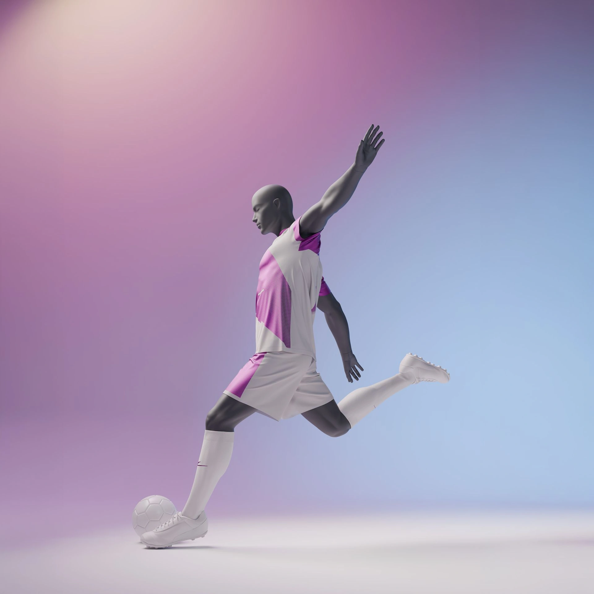 BINK - Mannequin sportif de football, homme, gris graphite, tête abstraite, pose debout 323 