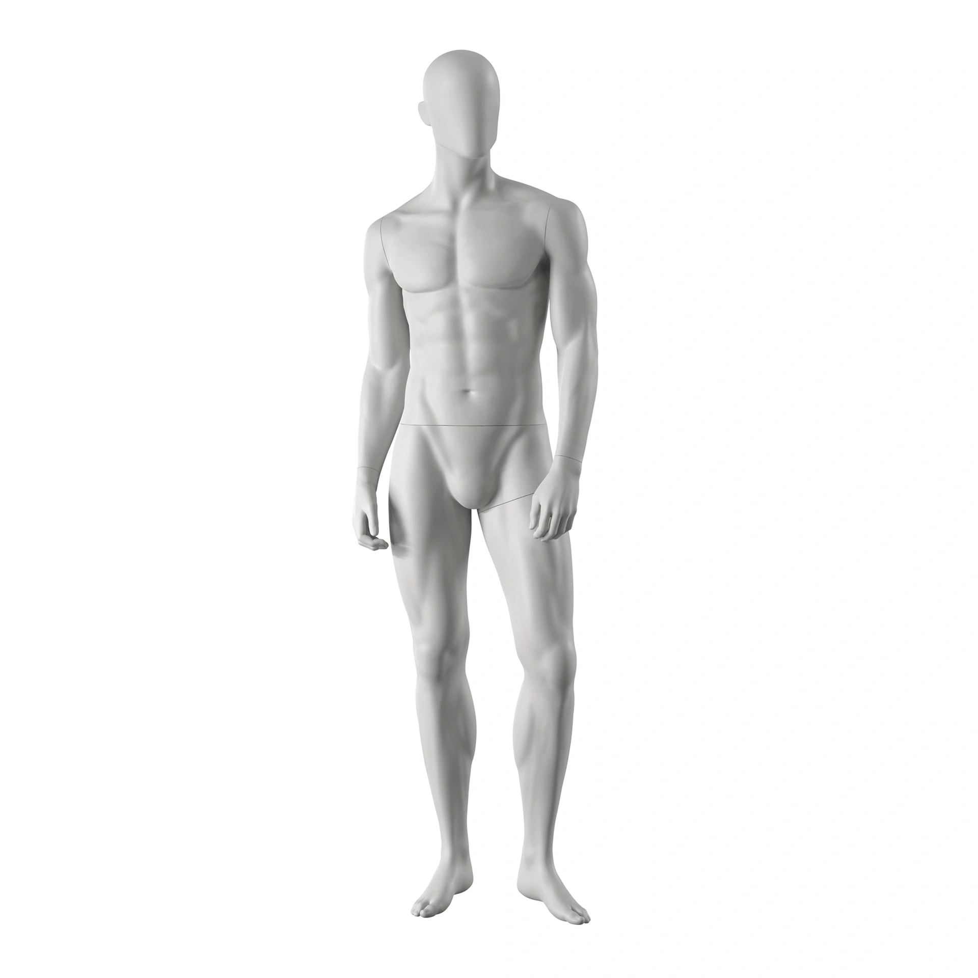 Mannequin sportif, homme, gris, tête abstraite, pose debout 333