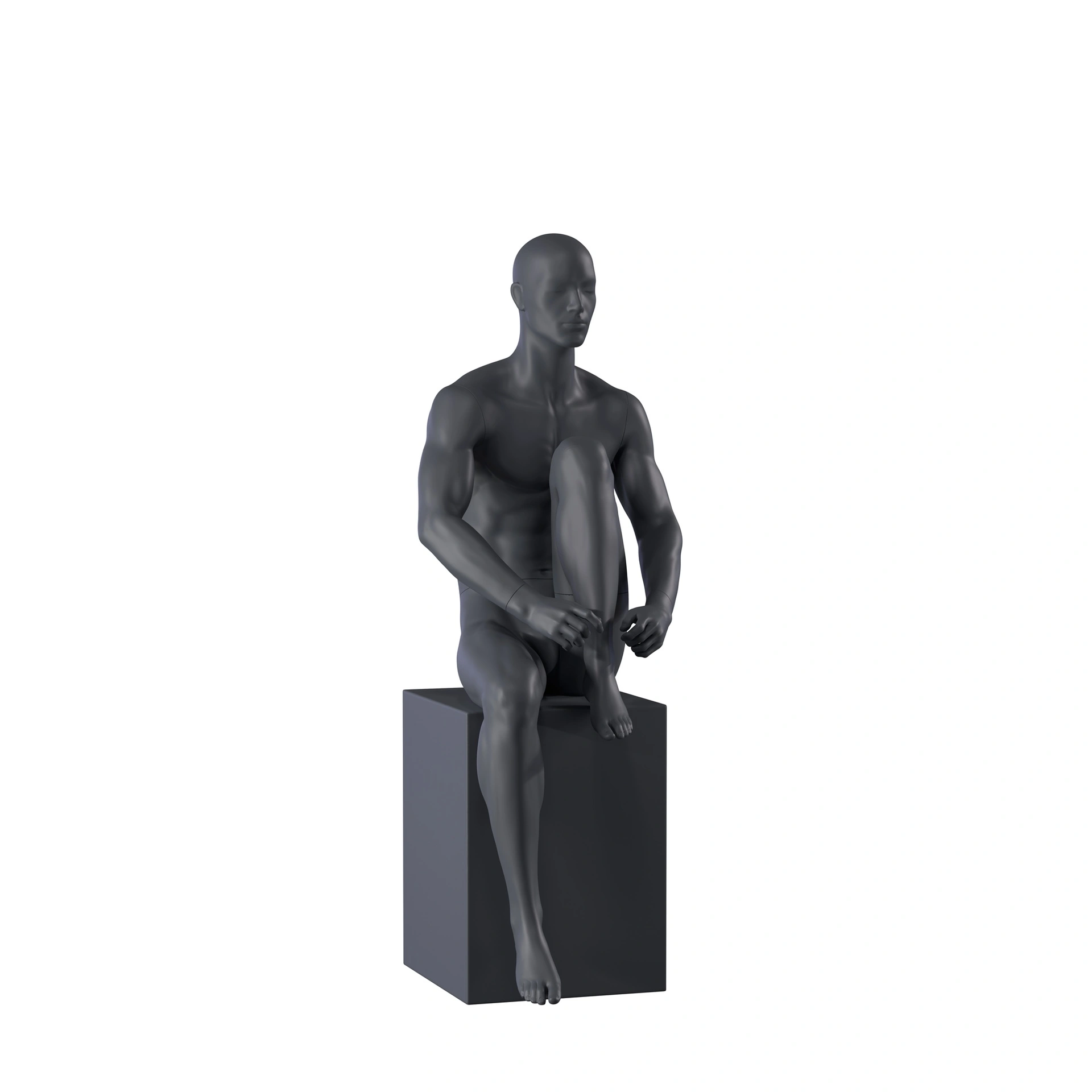BINK - Maniquí de deporte hombre, gris grafito, cabeza estilizada, postura sentada 332