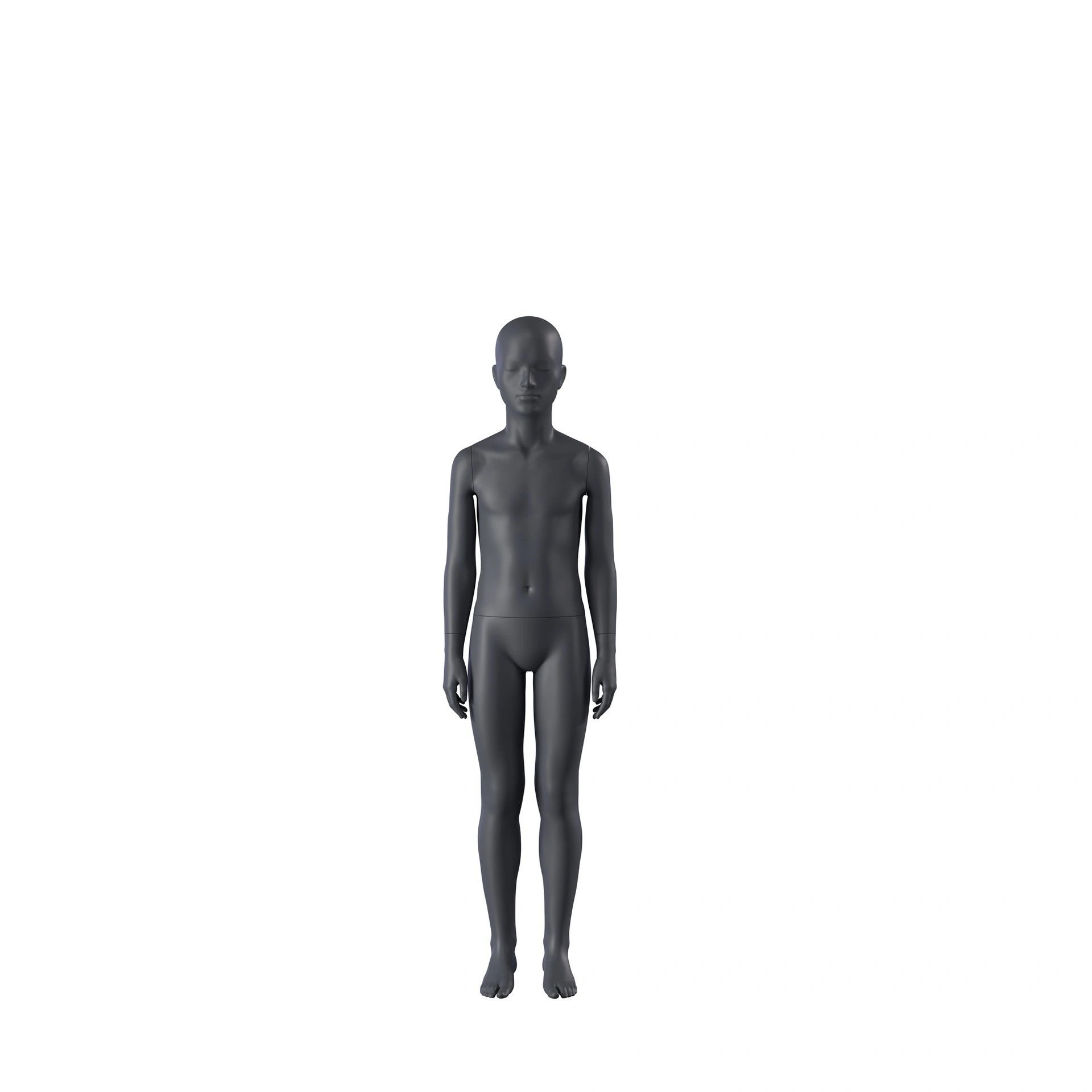 BINK - Sport mannequin kind, grafiet grijs, 10 jaar, gestilleerd hoofd, staande pose 608 