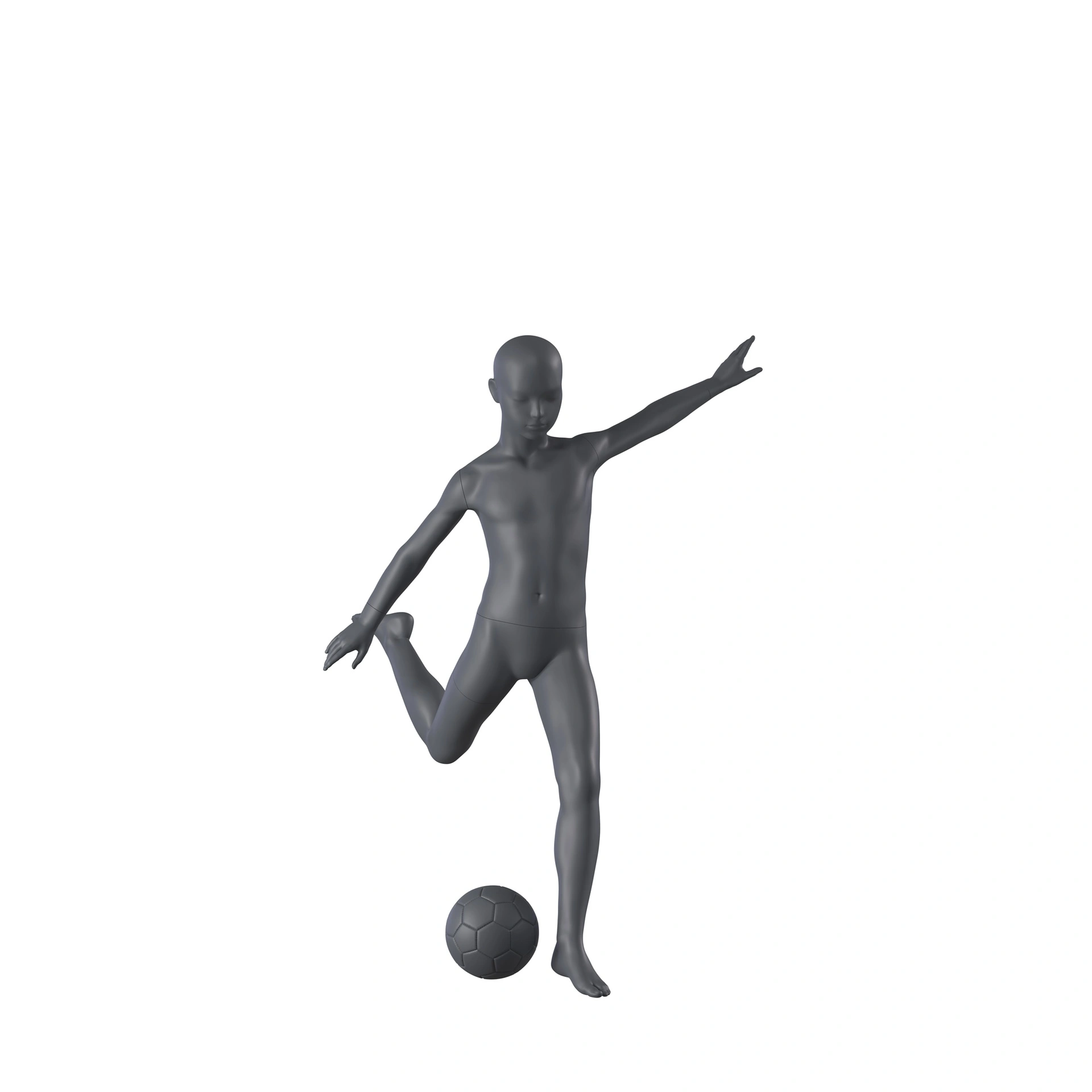 BINK - Football shot sport mannequin child, graphite gray, 10 years, stylized head, pose 613