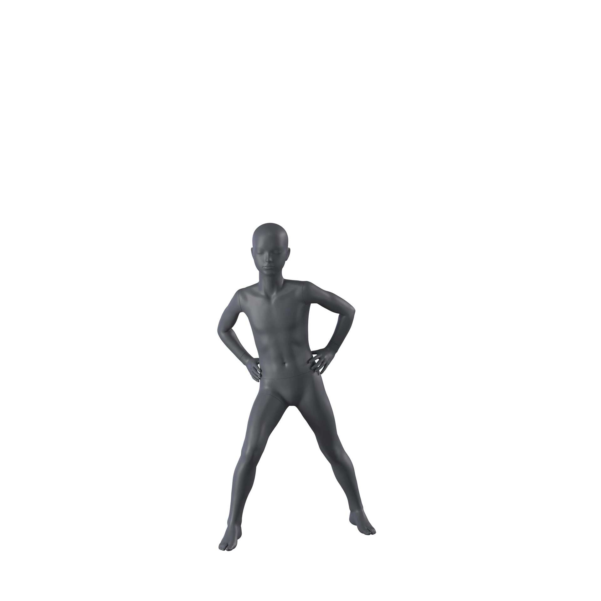 BINK - Stretching sports mannequin child, graphite gray, 8 years, stylized head, pose 612