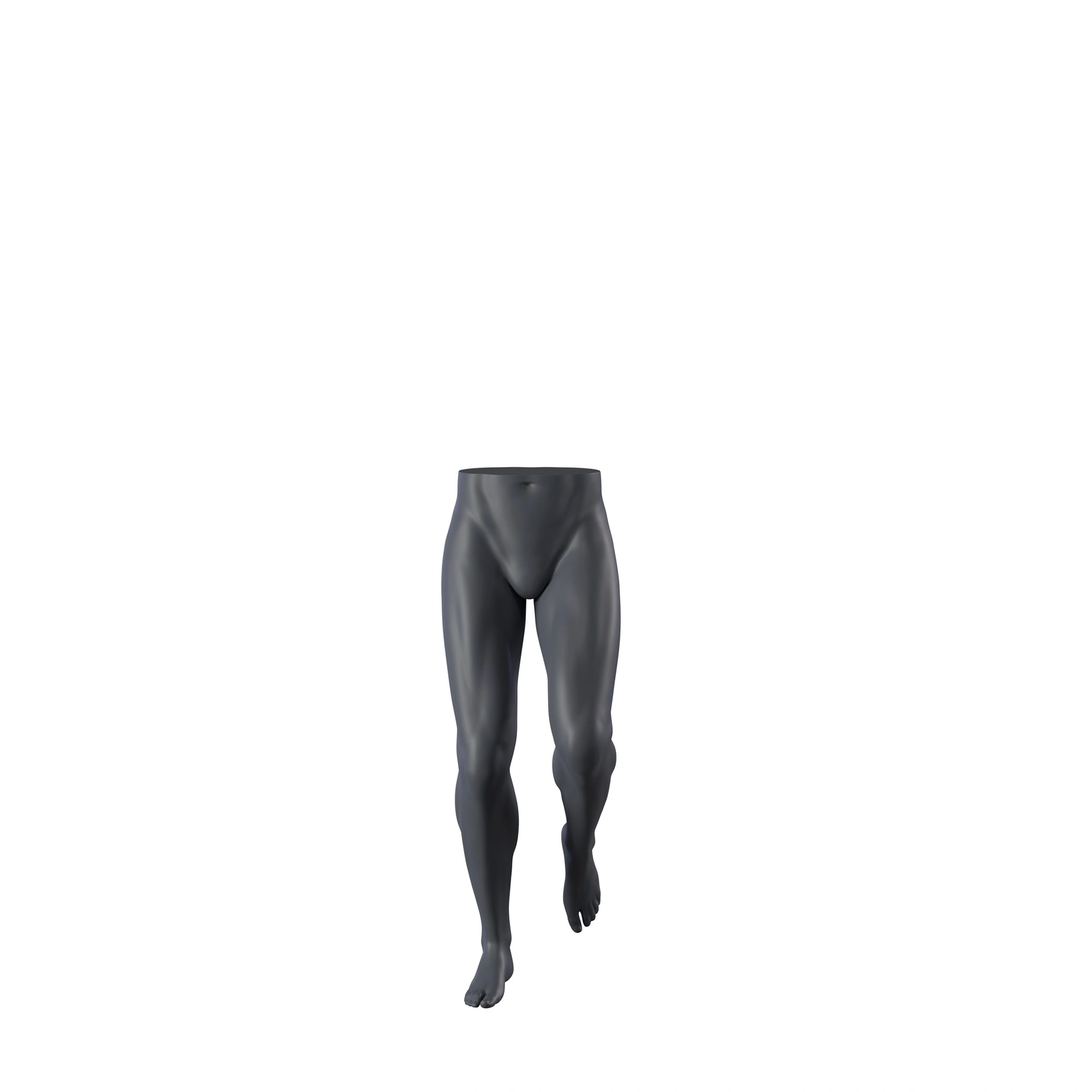 Male legs, trousers display in runner pose, graphite grey, pose 387