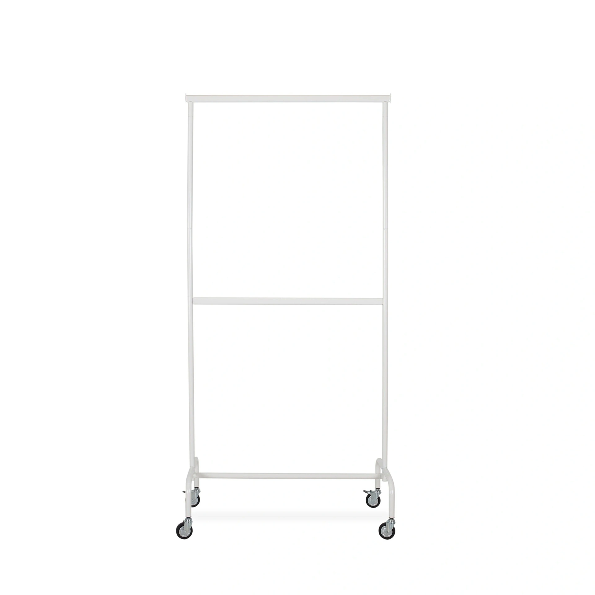 BINK - Portant vêtements solide sur roulettes avec barre centrale réglable, 100cm, revêtement en poudre blanc