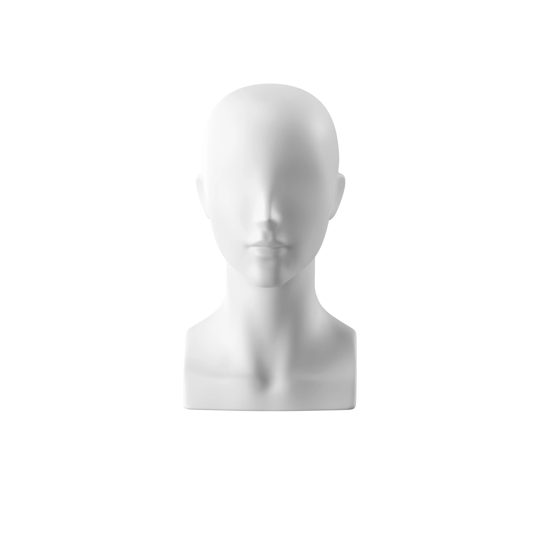 Display with abstract stylized woman's head for accessories, white matt