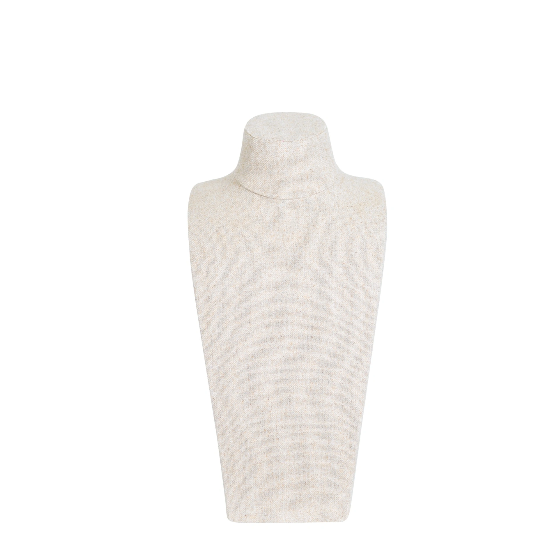 Jewellery bust for necklaces, height 44,5 cm, completely covered with beige fabric