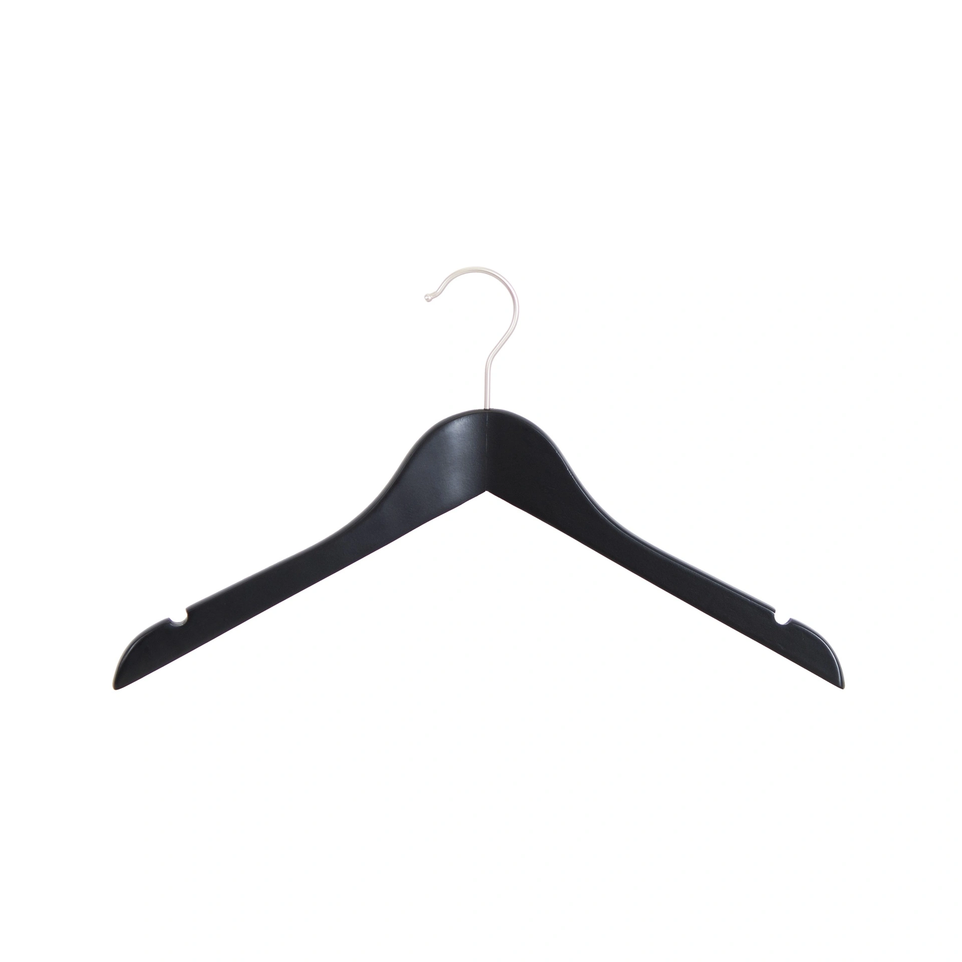 Black clothes hanger, width 38 cm, lotus wood, nickel hook - box of 100 pcs