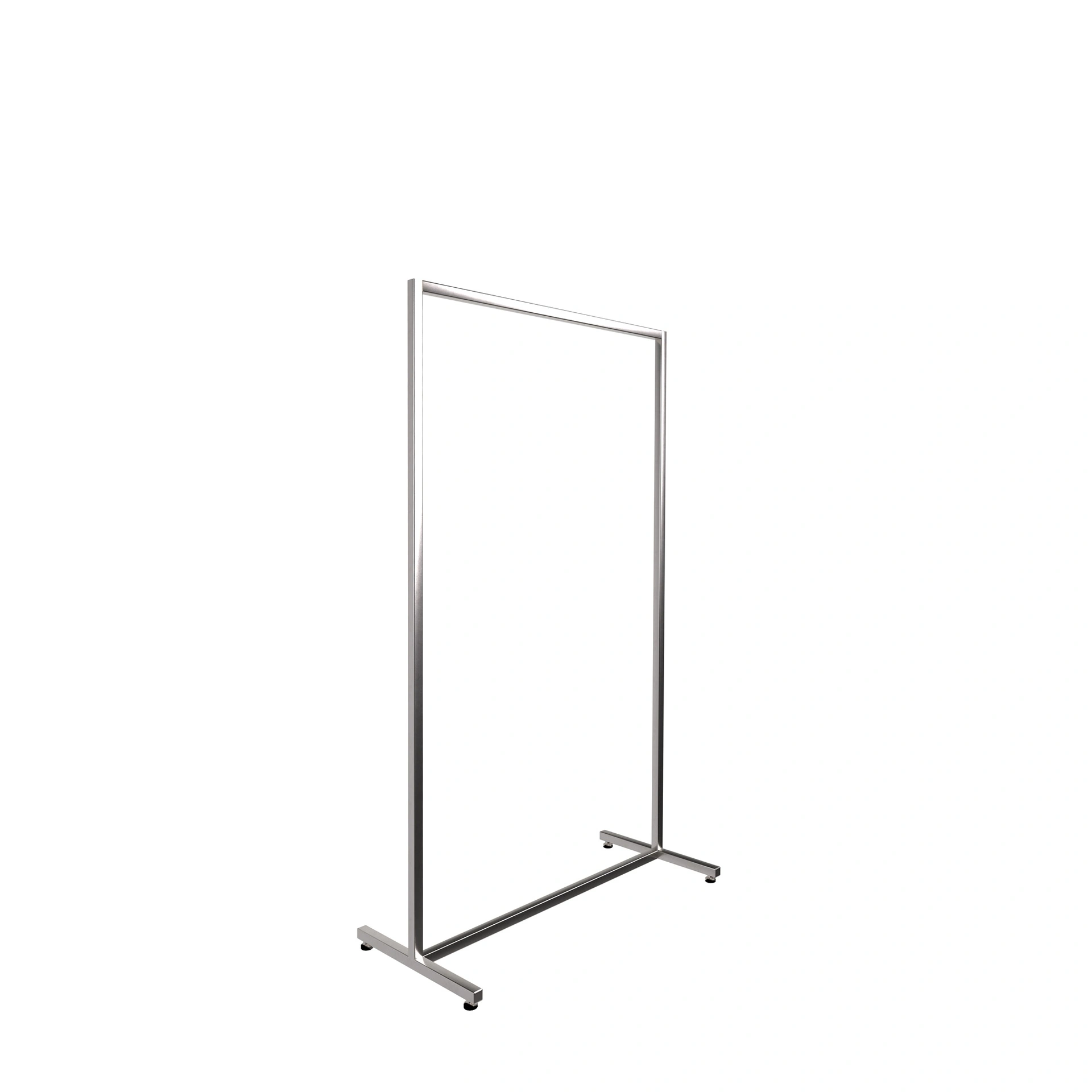 Heavy duty clothing rack, short model, square metal tube, brushed steel