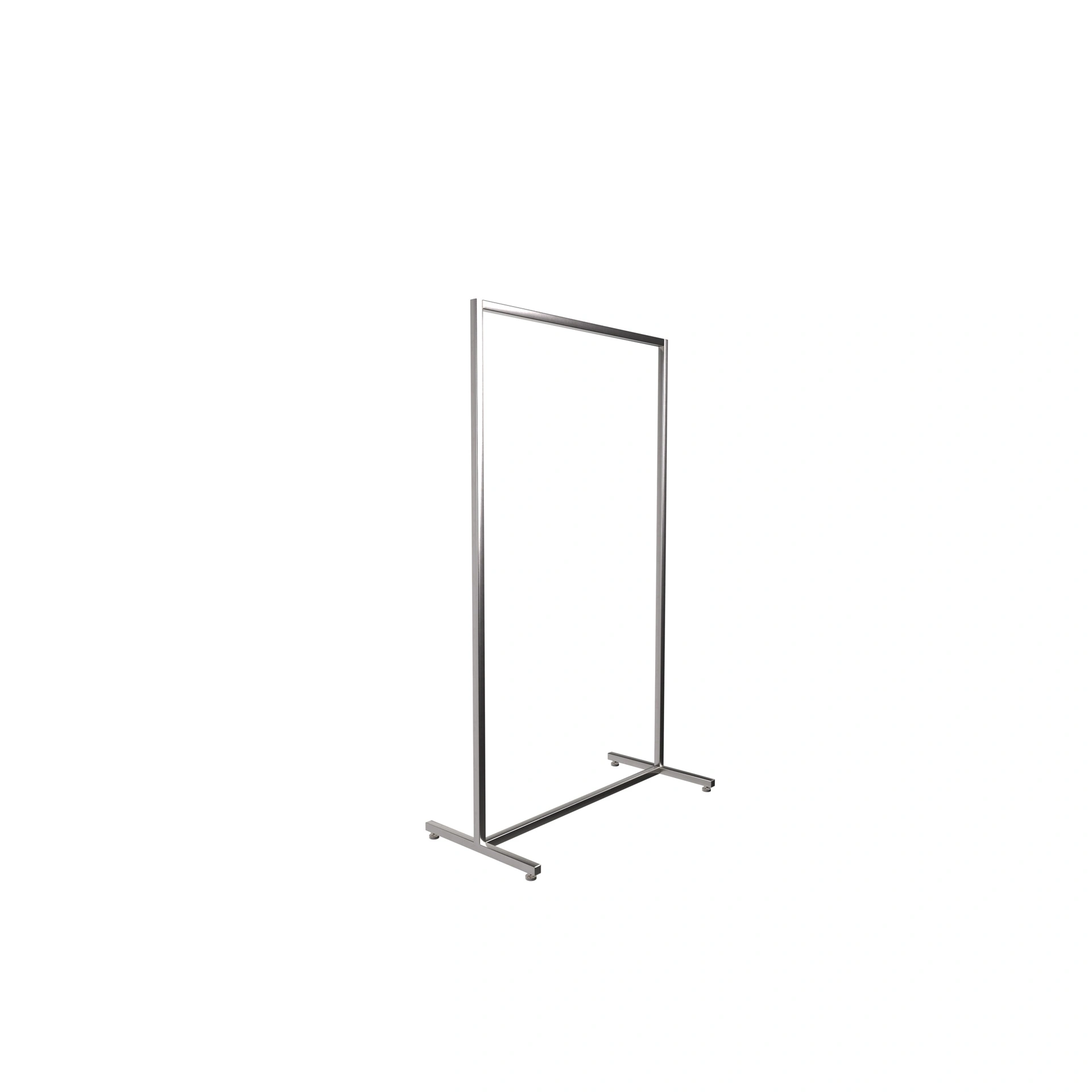 Heavy duty clothing rack, short model, square metal tube, brushed steel