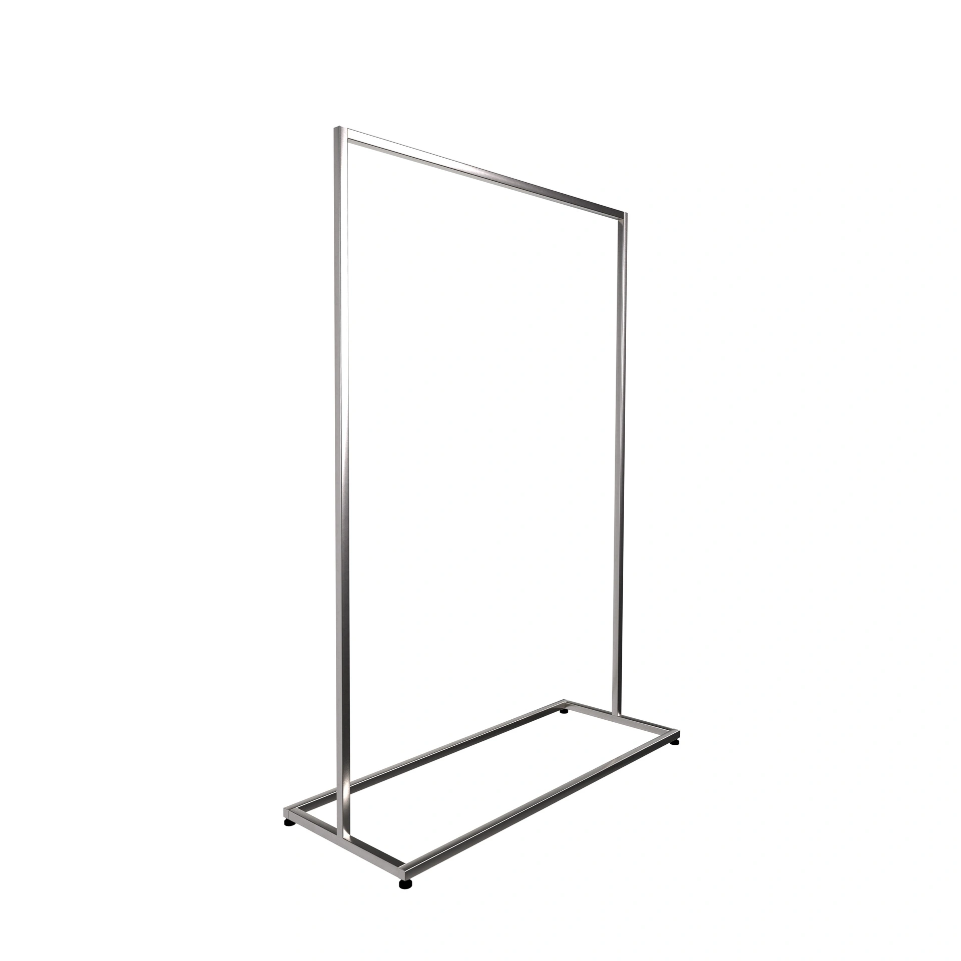 Stabiles langes Kleidergestell für lange Kleider und Mäntel, aus quadratischem Metallrohr, gebürsteter Stahl