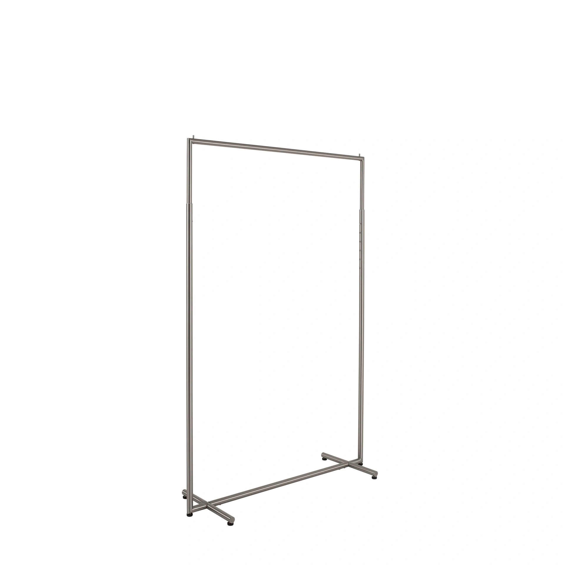 Adjustable clothing rack, round metal tubes, width 120cm, brushed steel