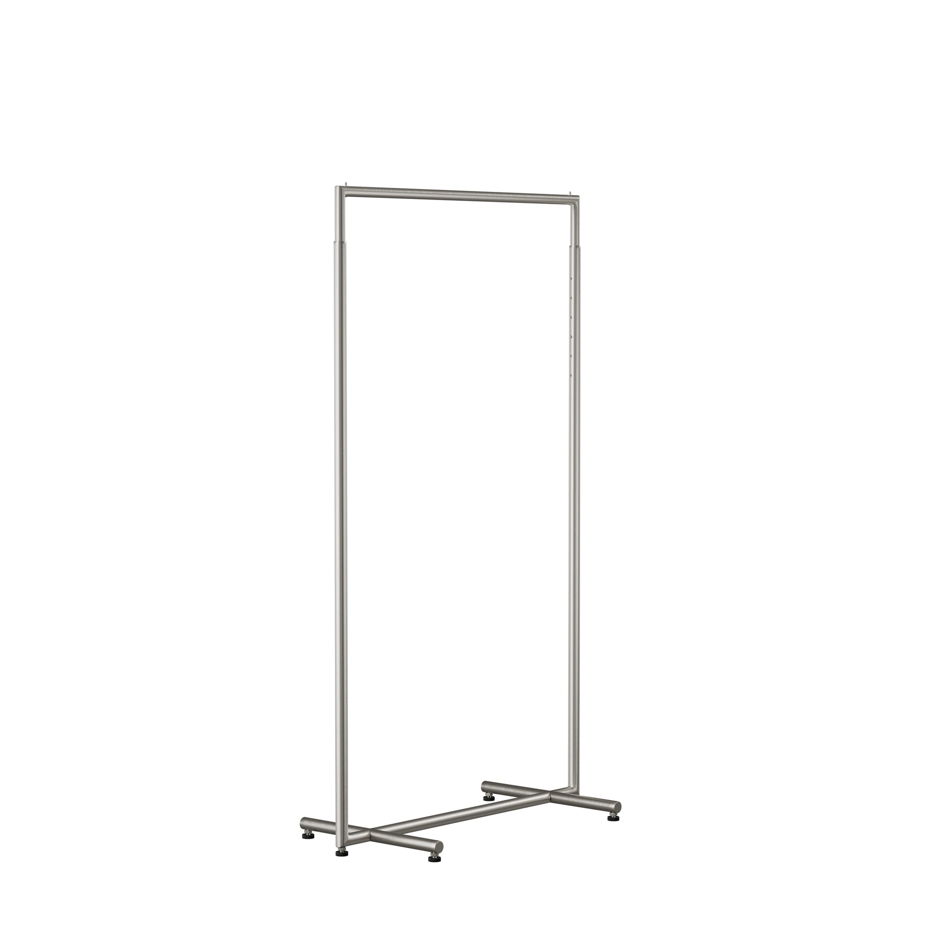BINK - Adjustable clothing rack, round metal tubes, width 90cm, brushed steel