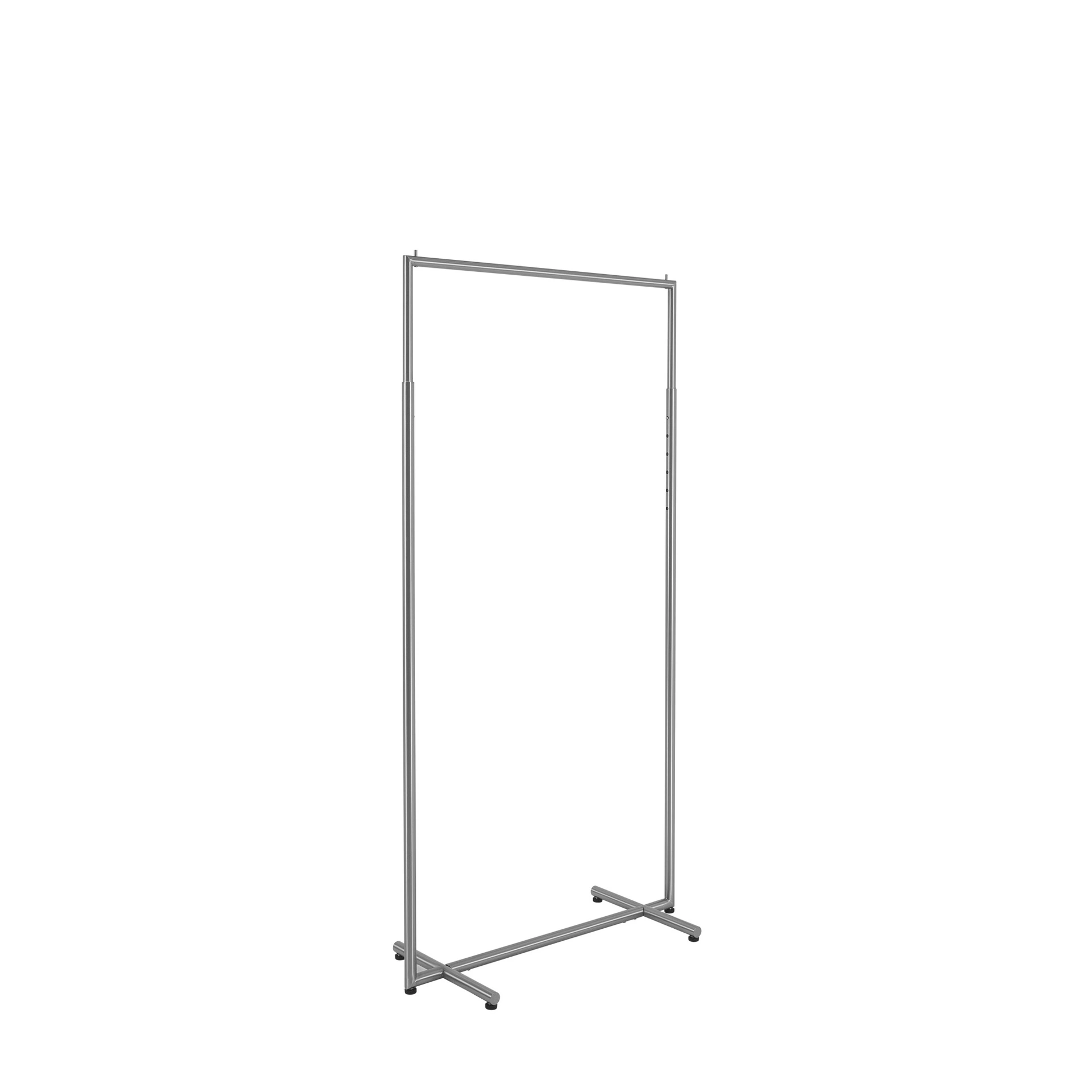 Adjustable clothing rack, round metal tubes, width 90cm, brushed steel