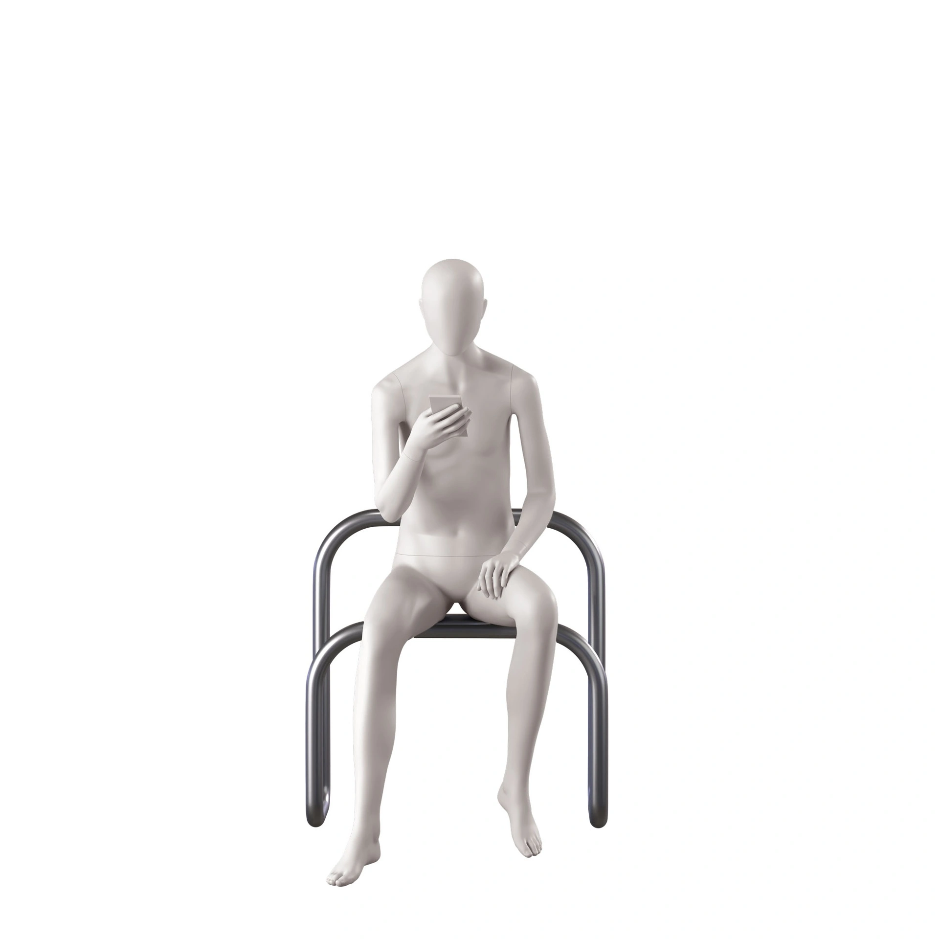 BINK - Gender neutral mannequin, collection NXT - gen Z, colour light grey, sitting pose 001
