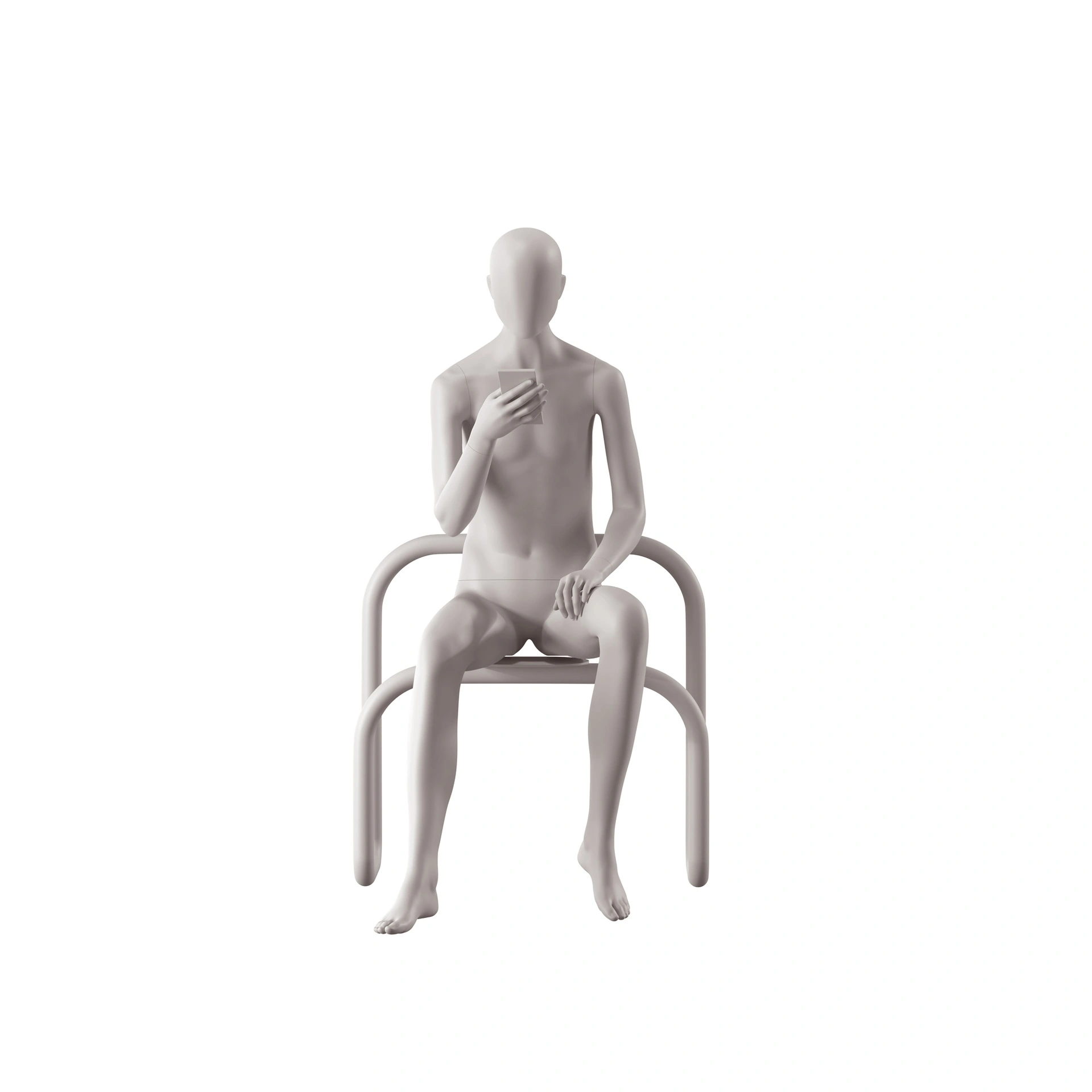 BINK - Genderneutrale mannequin, collectie NXT - gen Z, kleur lichtgrijs, zittende pose 001