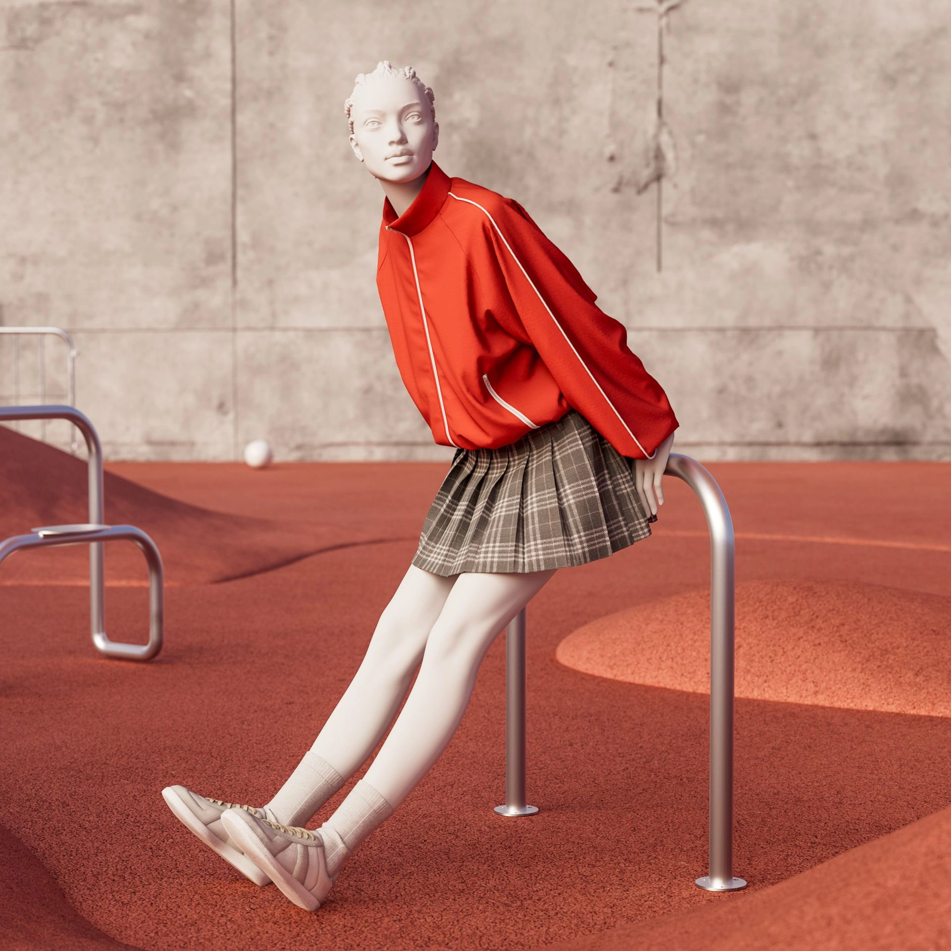 BINK - Dames mannequin, collectie NXT - gen Z, kleur lichtgrijs, leunende pose 003