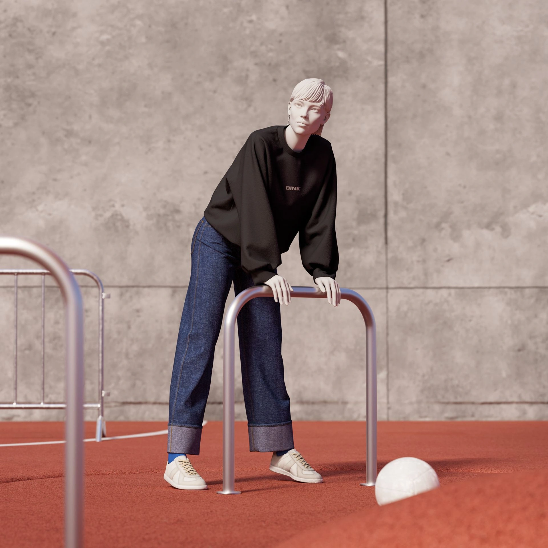 Dames mannequin, collectie NXT - gen Z, kleur lichtgrijs, leunende pose 012
