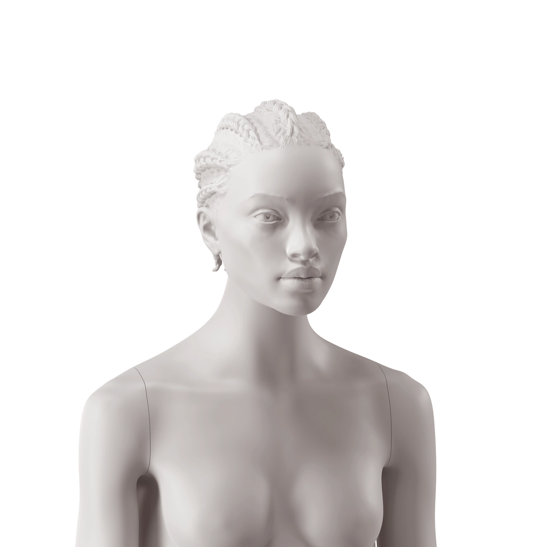 BINK - African woman's head with stylised hair, light grey colour 