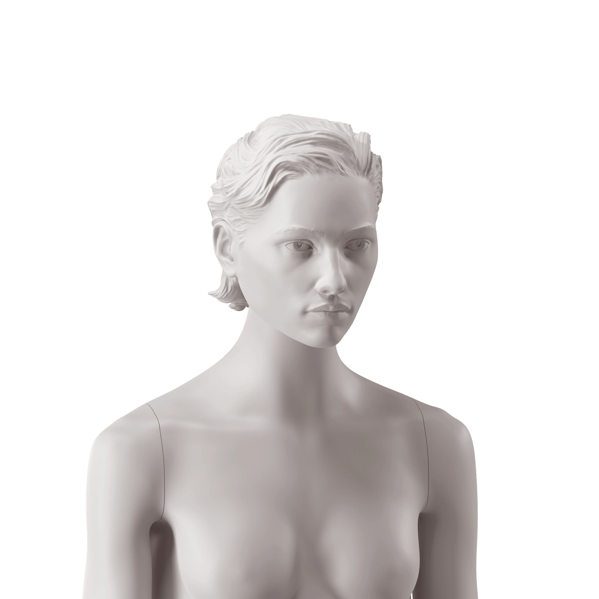 BINK - Gender-neutral head with stylised hair, light grey colour