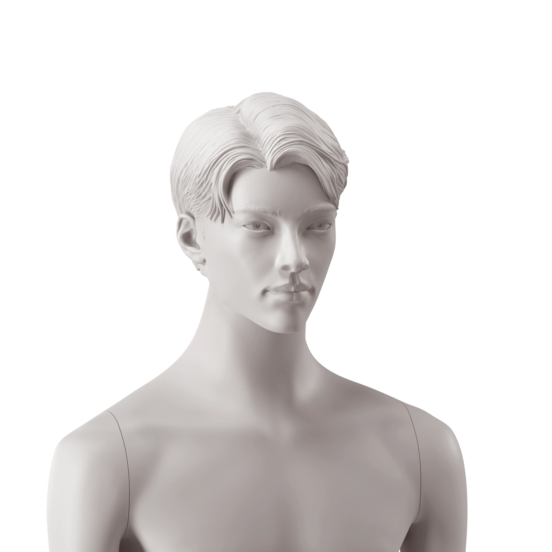 BINK - Asian men's head with stylised hair, light grey colour