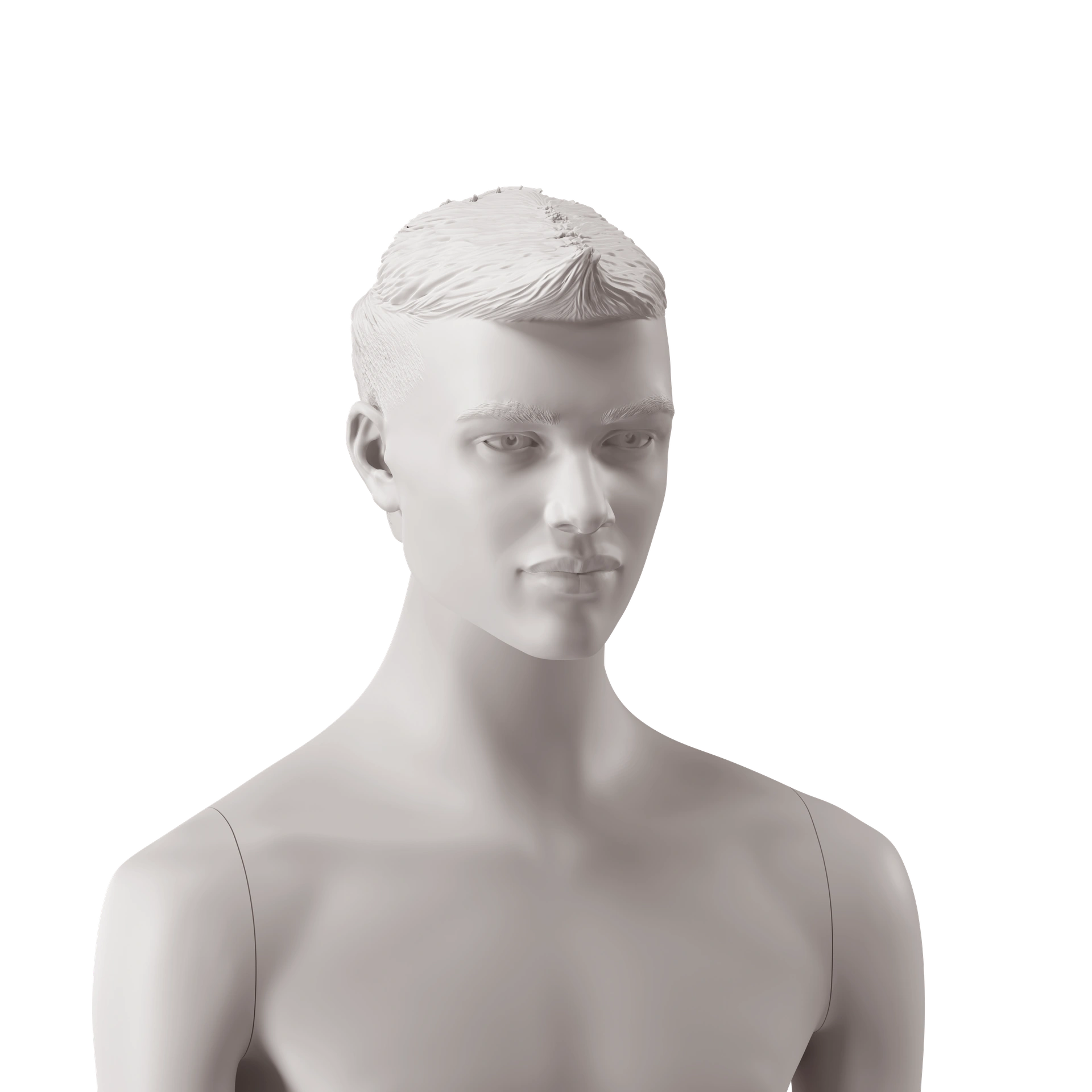 BINK - Men's head with stylised hair with mullet, light grey colour