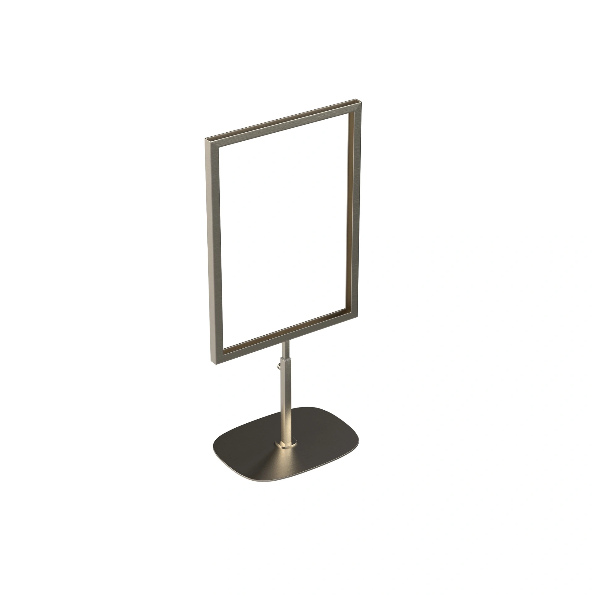 BINK - A4 info display, adjustable height, in brushed stainless steel