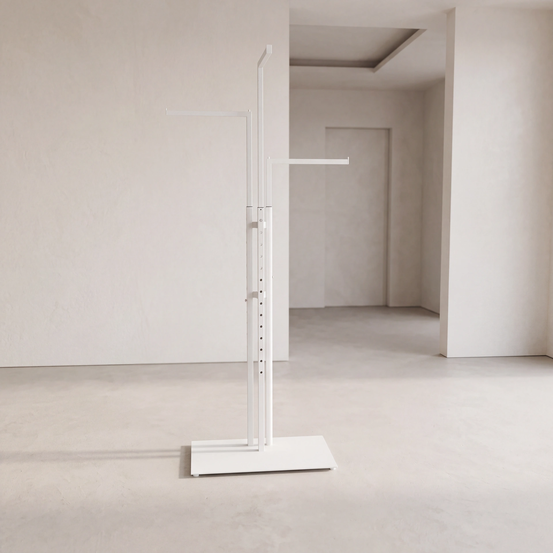 BINK - Garment rack with 3 adjustable arms, 110-175 cm, white structured powder coating