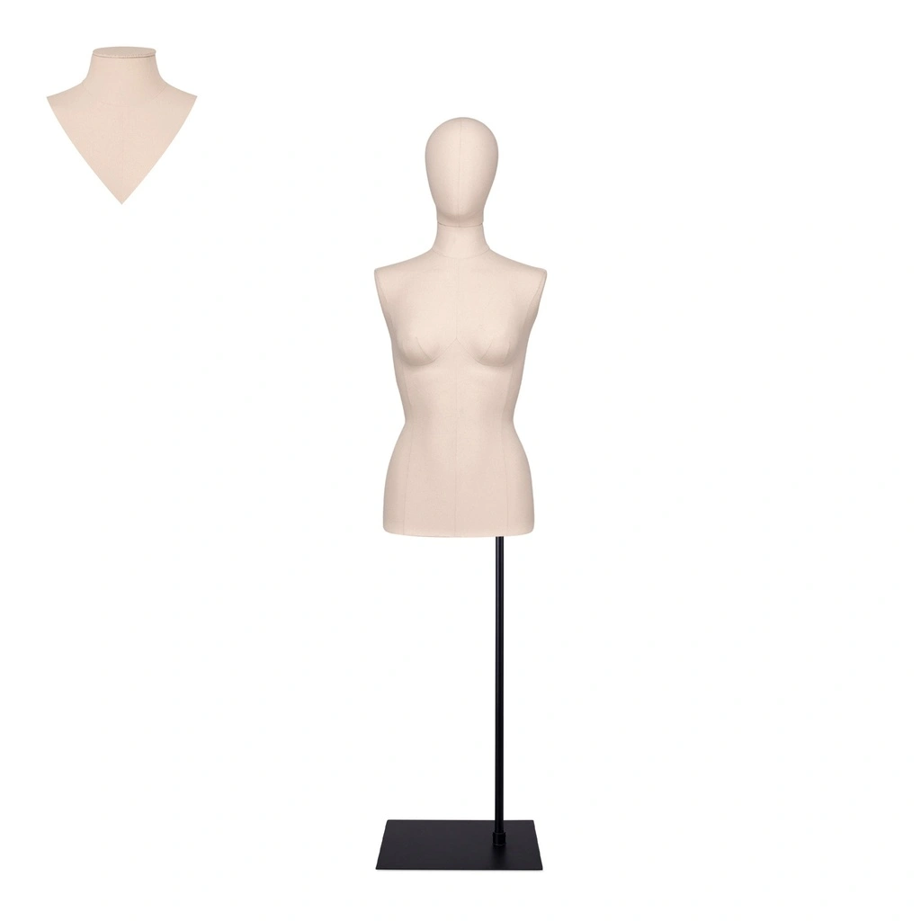 BINK - For rent, female dressform without legs ecru - EU38, on a black stand