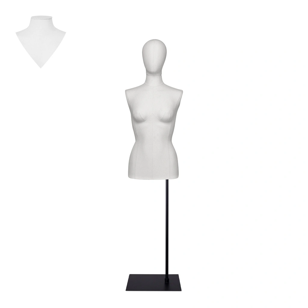 BINK - For rent, female dressform without legs white - EU38, on a black stand 