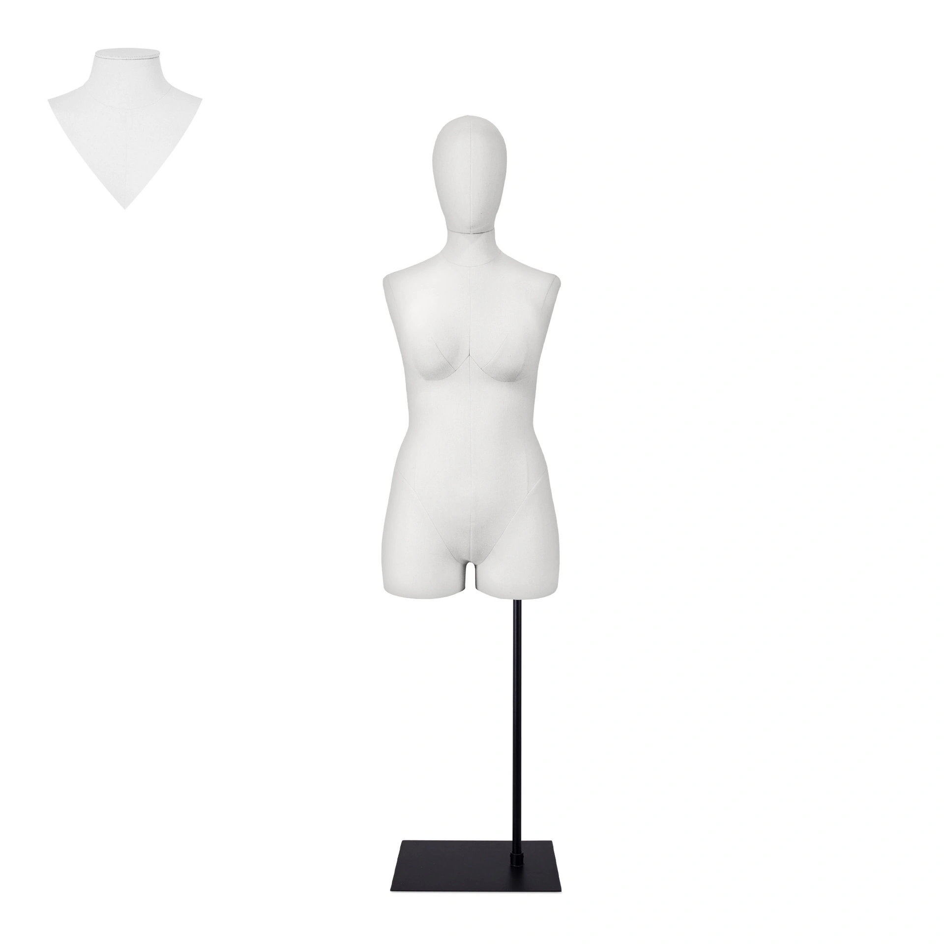 BINK - For rent, female plus size dressform with legs, white - EU44 on a black stand
