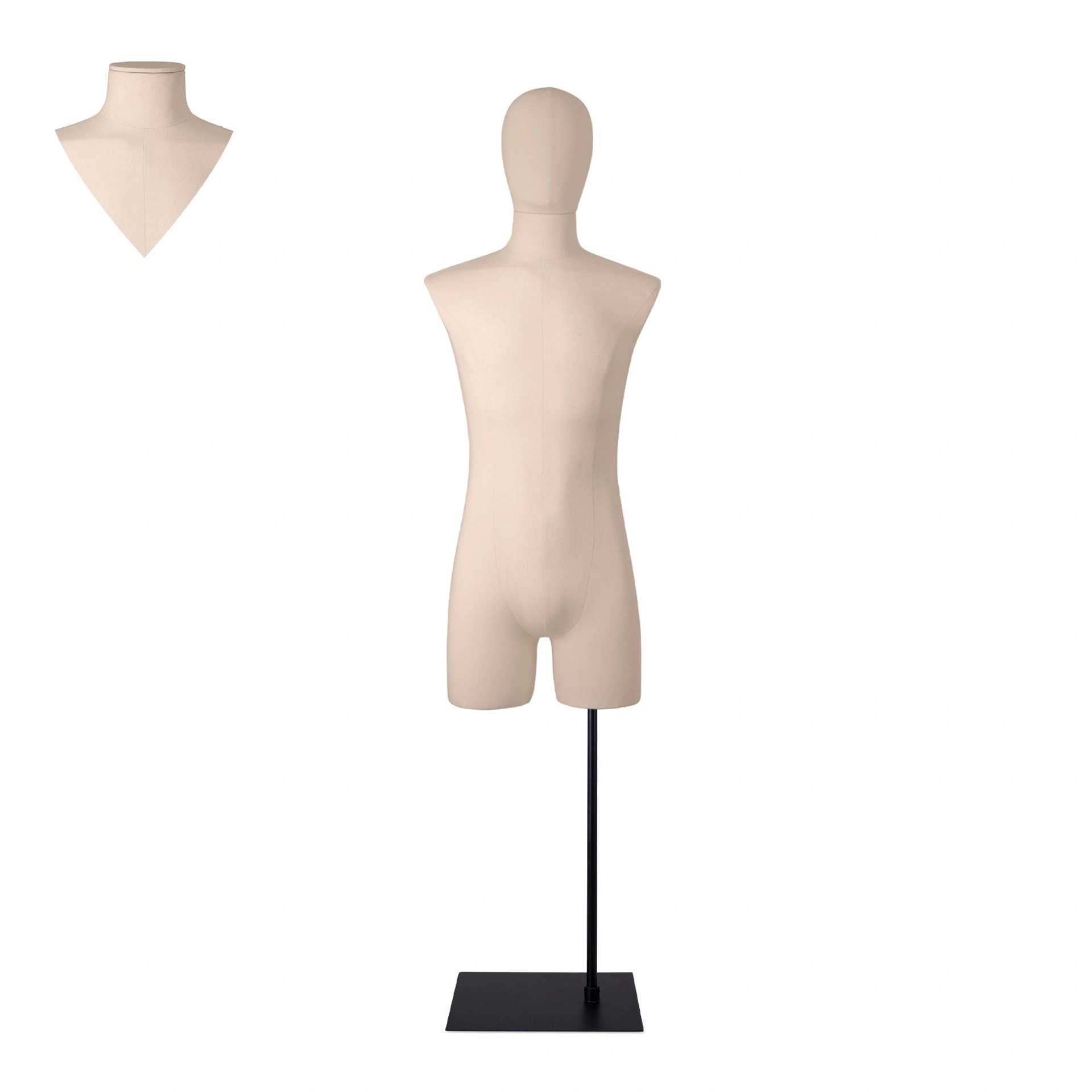 BINK - For rent, male dressform with legs ecru - M-L, on a black stand