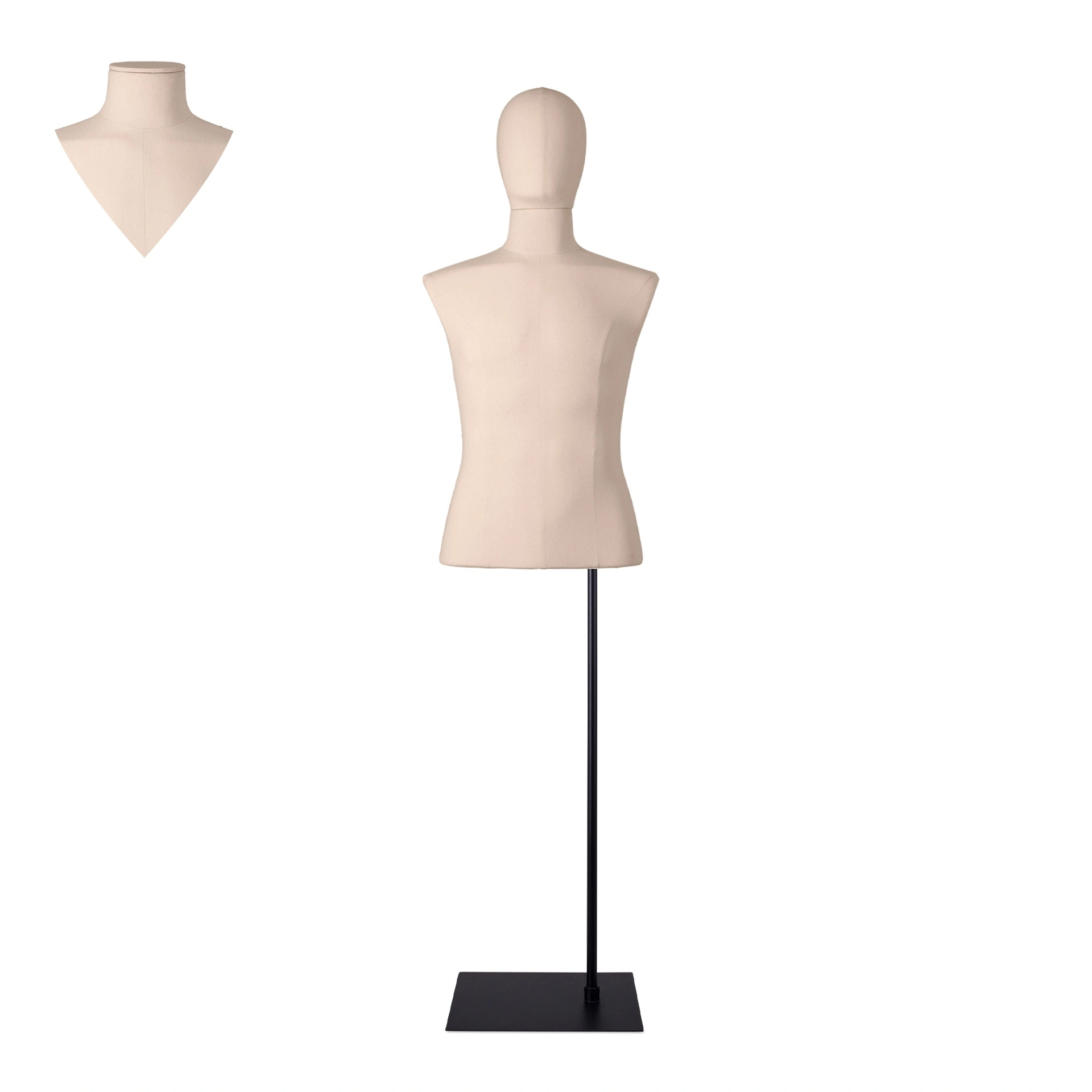BINK - En alquiler, busto masculino hasta la cintura en color crudo, talla M-L, sobre soporte negro